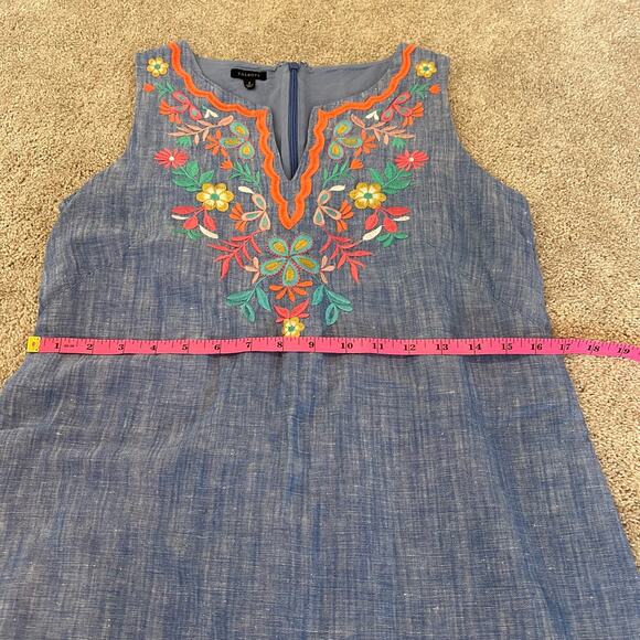 Talbots Women's Sleeveless Light Blue Chambray Dress Linen and Cotton Size 2 - Picture 8 of 9